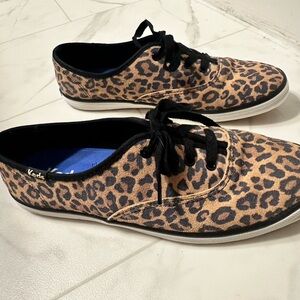 Keds Leopard Print Sneakers - Tan and Black